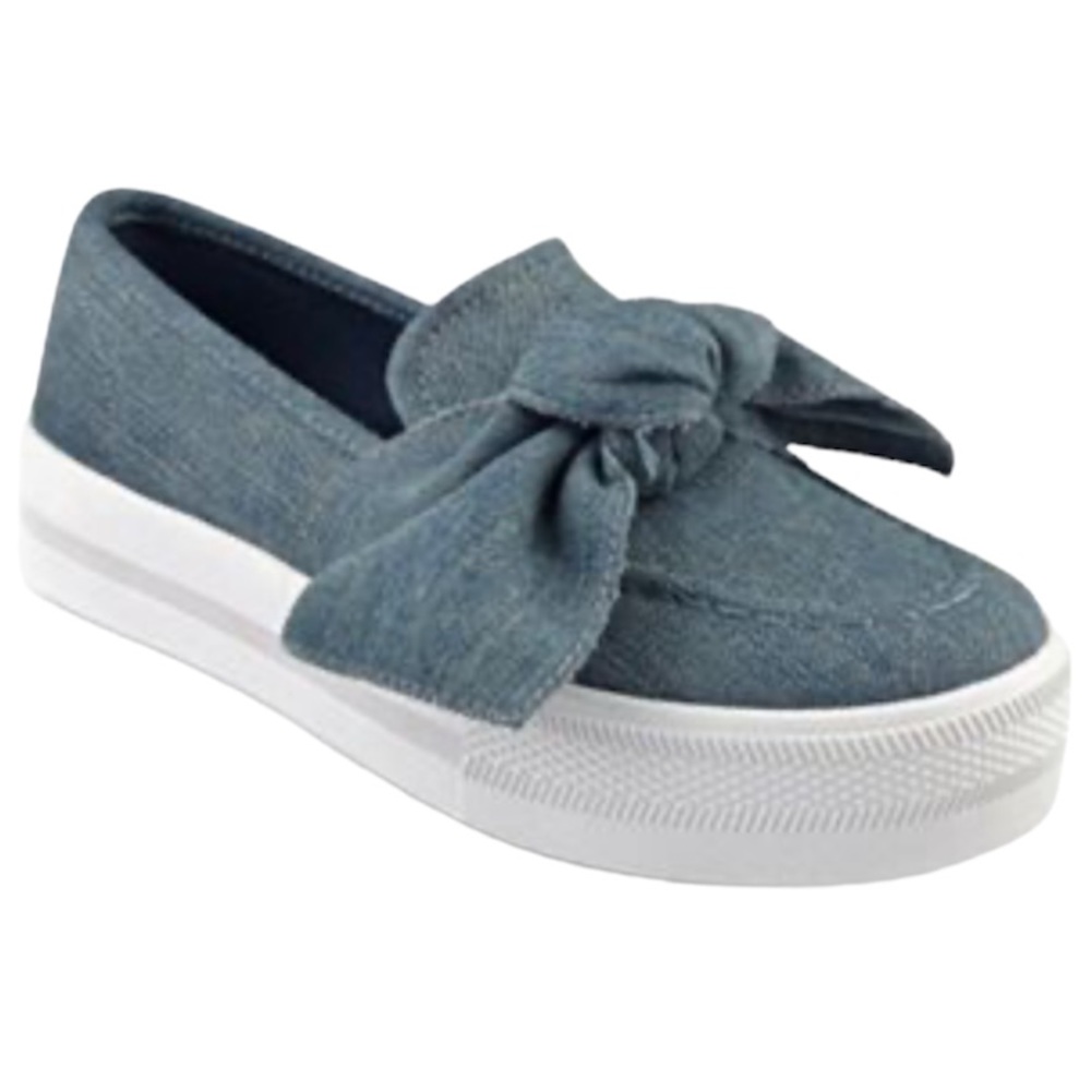 G by Guess Medium Blue Chippy Denim Bow Slip-on Sneaker